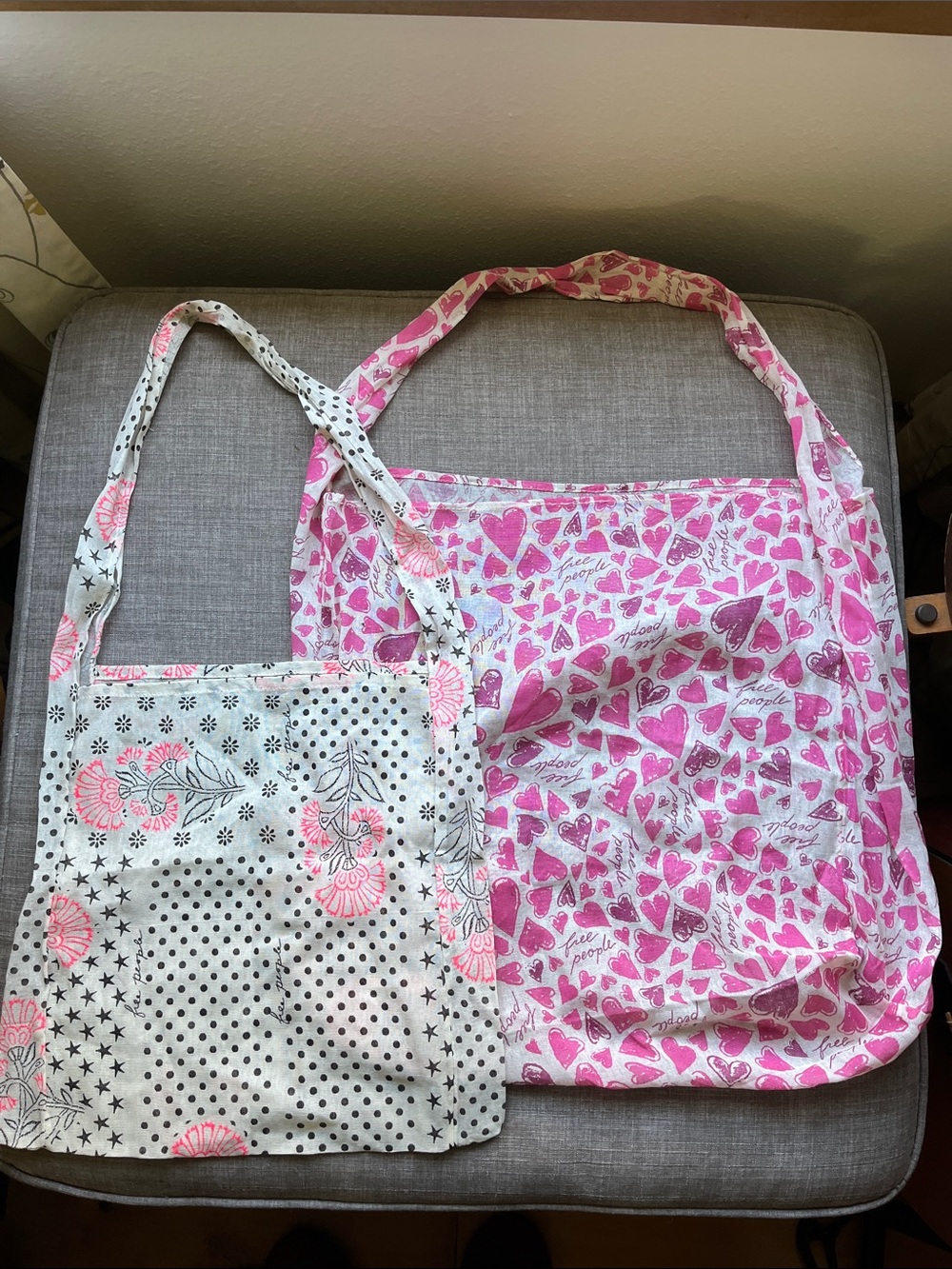 2 Free People Gauzy Boho Beach Everyday Tote Bags